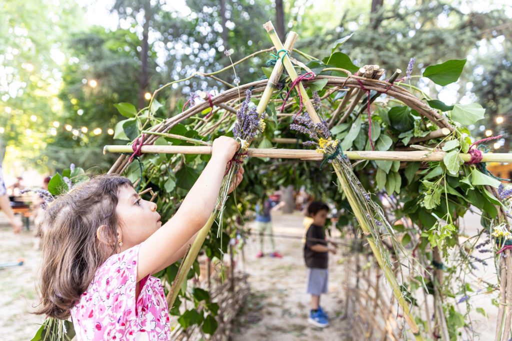 Girl decorating archway