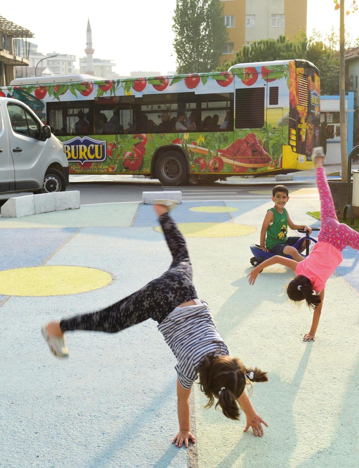 Kids doing handstands